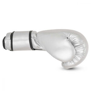 Gants de boxe pour hommes en cuir premium argenté, en promotion, durables, pour entraînement et sparring, avec support pour le poignet - Product Image 5
