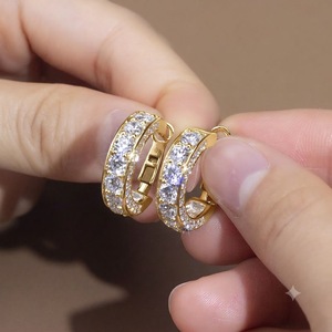 Pendientes de Joyería de Moda VB-SR888, Oro Blanco de 14K, Pendientes Personalizados con Diamantes Cultivados en Laboratorio, Pendientes de Aro Huggie, Joyería para Bodas - Product Image 3