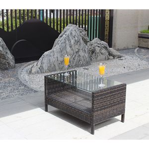 Outdoor Patio Furniture <b>Clear</b> Tempered Glass Coffee <b>Table</b> - Product Image 2