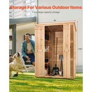 Abri de jardin surdimensionné en bois avec structure en plastique imperméable, toit métallique et portes doubles verrouillables - Product Image 3
