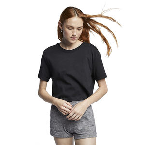 เสื้อยืดครอปผู้หญิงสีตามสั่ง แขนสั้น คอจีน ทรงเข้ารูป ผ้าไหม/คอตตอน ด็อบบี้ น่ารัก แห้งเร็ว ระบายอากาศได้ดี - Product Image 4