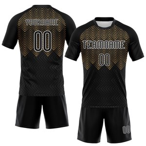 Maillot de football sublimé noir et or haute performance – Tenue de sport douce et confortable – Vente directe usine - Product Image 1