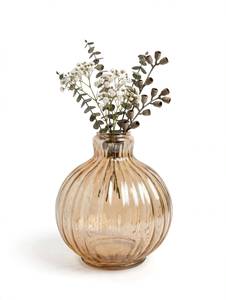 <b>Amber</b> Ribbed Handmade Eco-friendly <b>Glass</b> Table Vase Round Bud Decorative Floral Vessel for Home Wedding Decor - Product Image 3