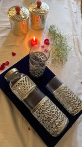 Custom <b>Vintage</b> <b>Glass</b> Water <b>Bottle</b> With Lid For Drinking Home Kitchen Office And Outdoor Use - Product Image 1