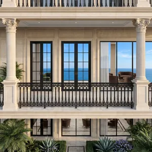 ราวบันไดเหล็กหล่อแบบยุโรปดั้งเดิมสำหรับตกแต่งสวนกลางแจ้ง ระเบียงบ้านพักตากอากาศ พร้อมราวจับแบบติดด้านข้าง - Product Image 1
