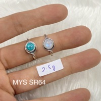 Bague délicate en argent sterling 925 avec turquoise naturelle ronde et pierre de lune arc-en-ciel pour femme, faite à la main, pour mariage, anniversaire, style bohème