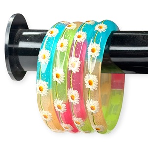 Hot Sale Fashionable Collection Gold Plated Acrylic Floral Bangles Set for Women <b>Cute</b> Flower Pattern Wedding at Wholesale Price - Product Image 1