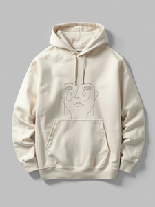 Service OEM personnalisé – Sweat à capuche unisexe minimaliste en coton 100 % avec sublimation, motif abstrait lignes artistiques, coupe oversize streetwear - Product Image 5