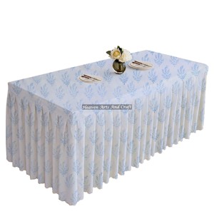 Jupe de Table de conférence rectangulaire imprimée bloc à main nappe plissée décorative anti-poussière couverture de Table de mariage banquet à volants - Product Image 3