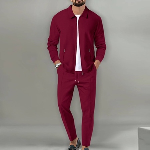 Ensemble de survêtements 2 pièces pour hommes, ensemble de sweats à capuche doux en tissu gaufré, ensemble de survêtement pour hommes, ensemble haut et bas pour l'entraînement, ensemble de survêtement pour le sport et le jogging - Product Image 1