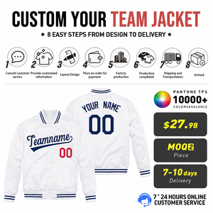 Custom <b>Men's</b> Varsity <b>Jacket</b> <b>White</b> Blue Red Embroidered Name Number Preppy Style Turn-down Collar Regular Fit Autumn Wear Bomber - Product Image 2