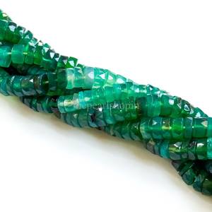 Cuentas facetadas de ónix verde natural de 5-6 mm en forma de neumático, cuentas de ónix verde sombreado en forma de hilo para la fabricación de joyas, cuentas de ónix. - Product Image 2