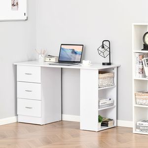 "Modern 47" Home Office Desk with 3 Drawers & Storage Shelf-Laptop/<b>Computer</b> <b>Table</b>" - Product Image 2