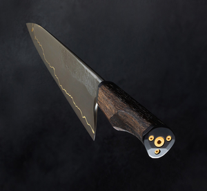 Cuchillo de Camping Copper Chef de 13 Pulgadas, Hoja de Acero Damasco con Línea de Latón, Mango de Madera Natural con Funda de Cuero, Duradero - Product Image 3