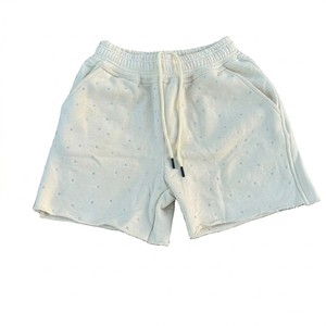 Shorts de survêtement décontractés pour hommes, blancs, ornés de strass, coupe ample, avec cordon de serrage, style streetwear, mode estivale - Product Image 4