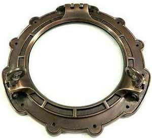 กระจกทรงกลมโบราณทองเหลืองสำหรับตกแต่งผนังห้องโดยสารเรือเดินสมุทร  ตกแต่งผนังห้องโดยสารเรือ  ทำจากอะลูมิเนียม  สีน้ำตาลโบราณ - Product Image 5