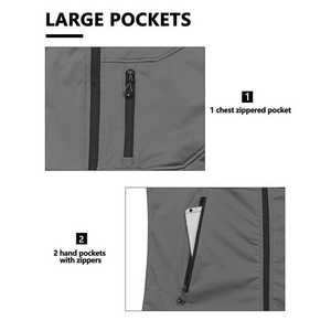 Gilet softshell haute performance pour homme – Gilet utilitaire imperméable doublé polaire pour le travail en extérieur - Product Image 4