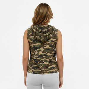 Gilet sans manches personnalisé pour femme, en molleton à capuche, anti-boulochage, style streetwear et sport, mélange polyester-coton, sublimé - Product Image 5