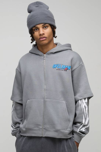 เสื้อฮู้ดซิปสีน้ำเงิน ผ้าฝ้าย 100% 350gsm ย้อมสีพื้น ผ้าฟลีซหนานุ่มสำหรับฤดูหนาว รับผลิตตามแบบ OEM โรงงานผลิตเอง - Product Image 4