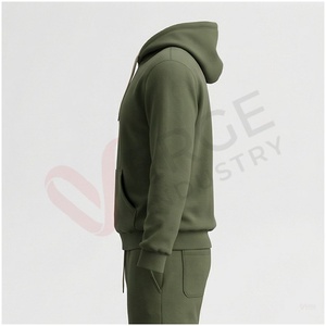 Conjunto Deportivo con Capucha para Hombre, Color Verde Oliva, Manga Larga, Color Sólido, Casual, Transpirable, Corte Regular, Ropa de Otoño - Product Image 3