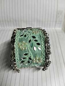 Handmade Brass <b>Beaded</b> Cuff Bracelet Mirror Work Tribal Boho Adjustable Statement Jewelry for Women Party - Product Image 4