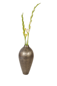 Vase à fleurs en cuivre antique rustique avec forme de bulbe arrondie et finition texturée martelée, style artisanal élégant, décoratif - Product Image 5