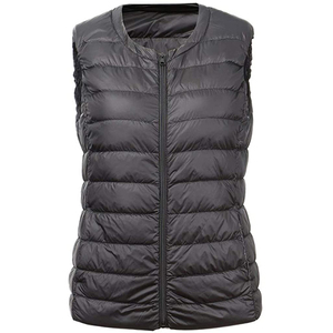 Gilet matelassé à capuche noir pour homme, couleur unie, fermeture éclair, imperméable, coupe-vent, vêtement d'extérieur décontracté pour l'hiver, rembourrage en polyester, coupe standard - Product Image 1