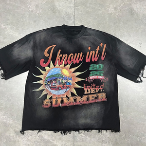 เสื้อยืดแขนสั้นสีดำสำหรับผู้ชาย พิมพ์ลาย Sun Earth ด้านหน้า โลโก้ คอกลม สไตล์ลำลอง ทรงปกติ ผ้าเจอร์ซีย์คอตตอน 100% ระบายอากาศได้ดี - Product Image 3