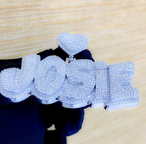 Wholesale Silver + moissanite Plated Design <b>Pendant</b> Charm <b>Crystal</b> High quality Hip hop Style Unisex Jewelry <b>pendant</b> - Product Image 2