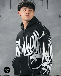Wholesales Custom Hoodies 465 GSM Heavyweight Drop Shoulder Blank Oversized Boxy <b>Cropped</b> Full <b>Zip</b> <b>up</b> Hoodie Men - Product Image 6