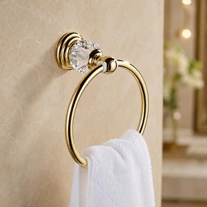 <b>Crystal</b> Design Silver Towel Ring Wall Mounted For Bathroom And Wash Basin Area Elegant Durable Stylish Towel Holder Use - Product Image 6