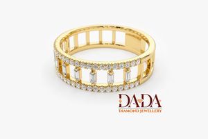 Bague ouverte de luxe en diamant baguette pour femme, double rangée, style minimaliste, bijou de mariage moderne - Product Image 2