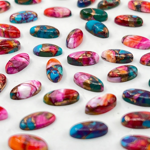 Dalia púrpura espinosa, turquesa cobre, cabujón de forma ovalada larga, piedra preciosa suelta para la fabricación de joyas - Product Image 2