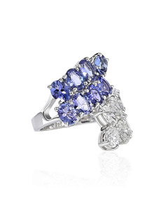 Bague de mariage spectaculaire en or 10K 14K 18K avec moissanite, diamant, saphir bleu et pierres multiples, plaqué rhodium, luxe sur mesure - Product Image 4