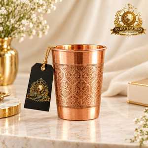 Mug en cuivre pur martelé avec poignée en laiton, tasse à Moscow Mule, verre à eau et à bière en métal artisanal, articles de bar en gros - Product Image 2