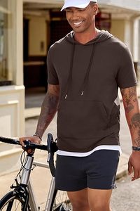 Ropa Deportiva, Ropa de Gimnasio, Ropa Urbana, Conjunto de Dos Piezas, Sudadera con Capucha Extra Grande, Pantalones Cortos Deportivos, Ligeros - Product Image 2