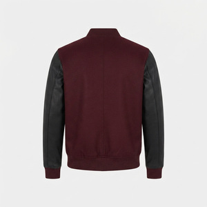 Chaqueta Bomber Impermeable, Cortavientos y Transpirable para Hombre, Color Granate, Mangas Negras, Cuello Alto, Cierre de Cremallera Frontal, Marca REDDITO - Product Image 3