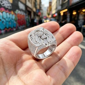Lion Head <b>Ring</b> 925 Sterling <b>Silver</b> VVS Moissanite Diamond Iced Out Hip Hop Statement <b>Ring</b> For <b>Men</b> Luxury Jewelry - Product Image 3