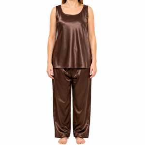 <b>Ladies</b> Satin Two Piece <b>Pajama</b> Set Comfortable <b>Silk</b> Lounge Wear Sleepwear - Product Image 1