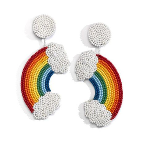Pendientes de fiesta de boda con bordado a mano de cuentas de semillas de diseño, pendientes de joyería llamativos bordados con cuentas de semillas tribales coloridas - Product Image 5