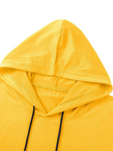 เสื้อสเวตเตอร์ถักมีฮู้ดแขนกุดสำหรับผู้ชาย สีเหลืองล้วน ทรงโอเวอร์ไซส์ สวมใส่สบายๆ สำหรับฤดูใบไม้ร่วง - Product Image 6