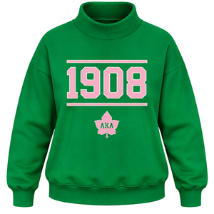เสื้อสเวตเชิ้ตคอเต่าสีเขียวสำหรับผู้หญิง ขายส่ง ยี่ห้อ AKA รุ่น 1908 พิมพ์ลายกราฟิก ทรงหลวม แขนยาว สไตล์ลำลอง แฟชั่น - Product Image 1