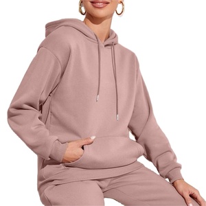 Sudadera con Capucha de Forro Polar para Mujer, Color Sólido, con Bolsillos, Estilo Casual para Otoño, Manga Larga, Tejida, Servicio OEM - Product Image 5