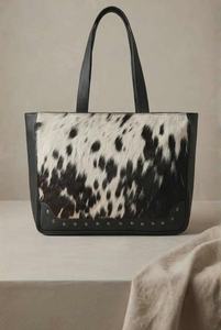 Bolso Tote de Cuero Genuino de Gran Capacidad con Cremallera y Bordado en Color Sólido LHTB-0027B - Product Image 3