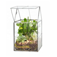 Terarium rumah kaca logam kualitas tinggi terarium rumah kaca sukulen dengan tutup rumah terarium hijau