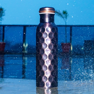 Gorgeous Copper <b>Bottles</b> Hammered-Lined Design Metal <b>Bottle</b> Antique Copper Polish(38 Oz) 2025 Water <b>Bottle</b> in Discounted Price - Product Image 2