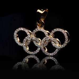 Round Cut Lab-Created Diamond Olympik Pendant 925 Silver <b>Gold</b> Plated Pendant Pass Diamond <b>Tester</b> Pendant Rapper Bling Pendant - Product Image 3