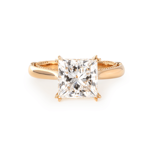 Anillo de Oro Real con Diamante de Laboratorio de 4 Quilates Personalizado, Anillo de Boda de Doble Garra Inspirado en la Naturaleza, Hecho a Mano - Product Image 2