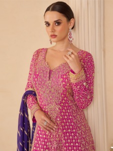 Traje de boda pakistaní único con bordado multicolor, trabajo de cutwork y khatli, y dupatta. - Product Image 2