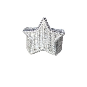 Baguette y corte redondo VVS Moissanite Diamond Hip Hop Anillo de estrella completamente helado con combinación de joyería personalizada para unisex - Product Image 1